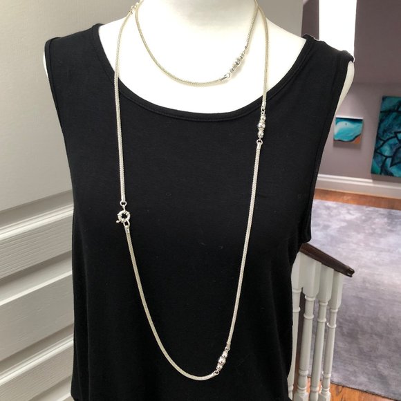 Extra Long Silver Tone Necklace - Picture 7 of 7